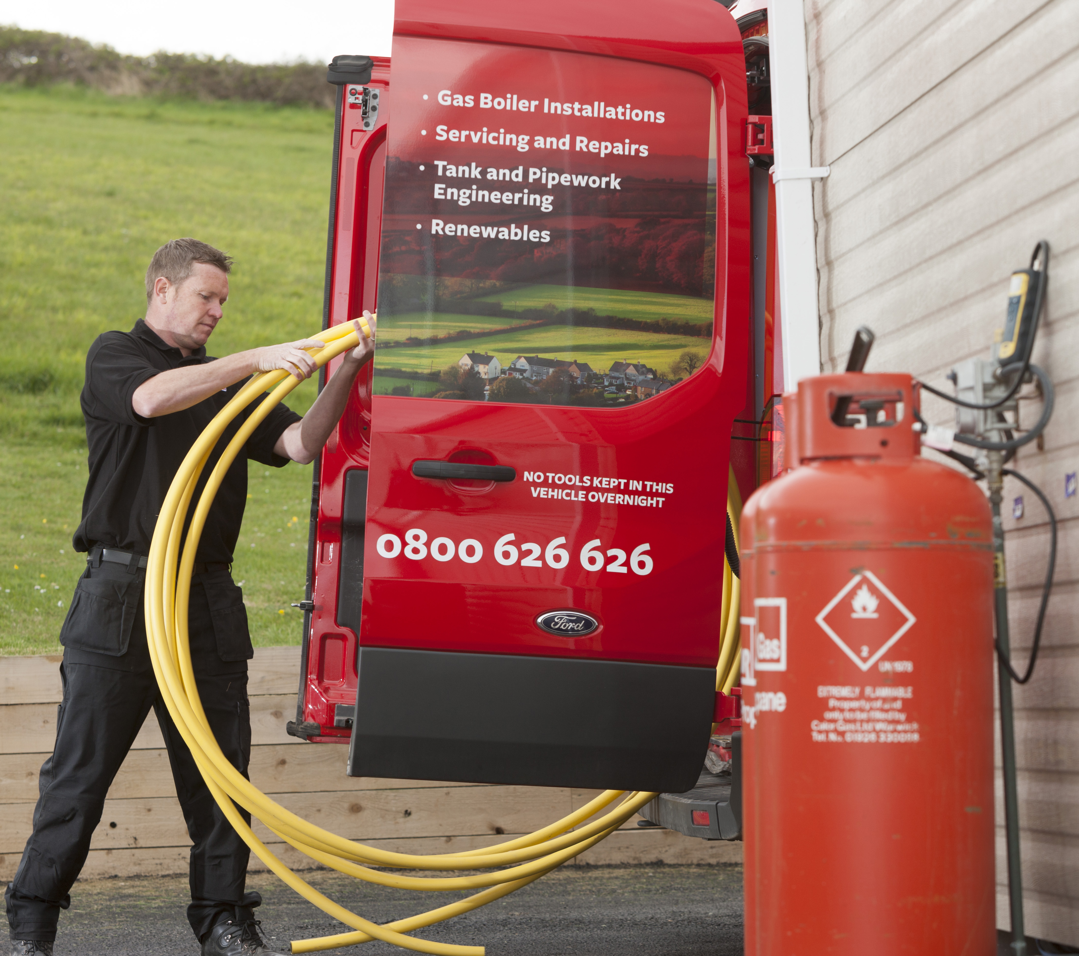 Calor Gas Cylinders and van at Bourne Leisure Park